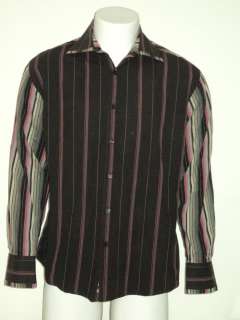 BEN SHERMAN Striped Purple Cotton dress Shirt Sz 3 LRG  