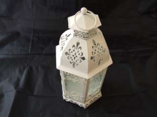 Large Cream Lantern Tea Light Holder with Plain Glass.  