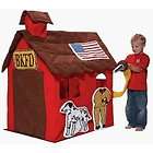   Bright Red and Brown Firestation Play Tent Cottage Hut Playhut Fire