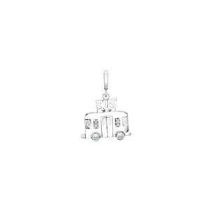   School Bus Charm in Sterling Silver 1/10 CT. T.W. ss init/nmbrs charm