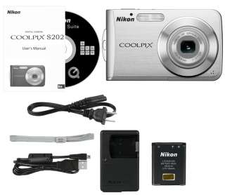Nikon COOLPIX S202 Digital Kamera~8 MP~2,5 LCD~Silber  