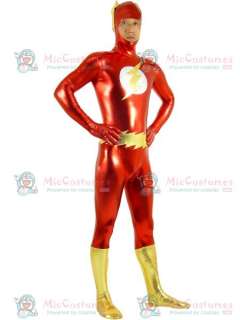 Gold And Red Shiny Metallic The Flash Super Hero Zentai Suit