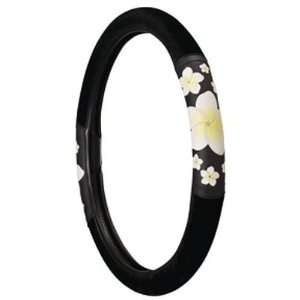  Plumeria Flowers Steering Wheel Cover Black Color with 