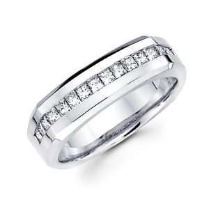   White Gold Mens Diamond Wedding Ring Band .71 ct (G H, SI1) Jewelry