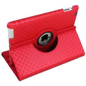  ASleek Red Diamond Pattern 360 Rotating Smart Case Cover 