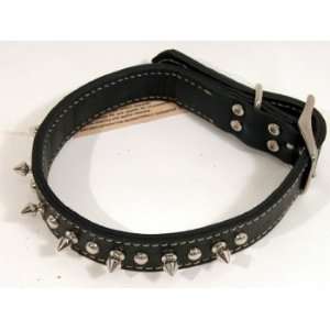 Coastal Circle T 1 wide Black Leather Spiked Collar (Size20 