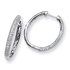 14k White Gold Diamond Hinged Hoop Earrings Diamond quality AA (I1 