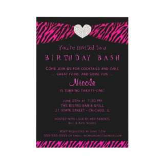 60th Birthday Party Invitation Wording on Birthday Party Invitations Hot Pink Zebra By Squirrelhugger Wallpaper