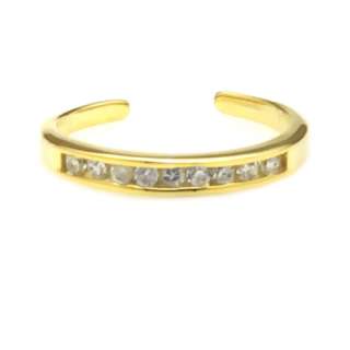 14K Gold over .925 Silver White CZ Channel Set Toe Ring  