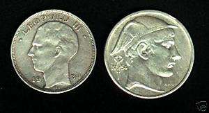 BELGIUM COIN, 50F 1954,20 Fr 1934,XF  