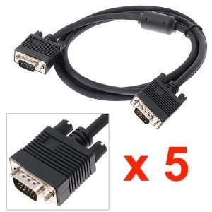  Standard 15 Pin VGA Male to VGA Male Cable, 5FT Black, 5 