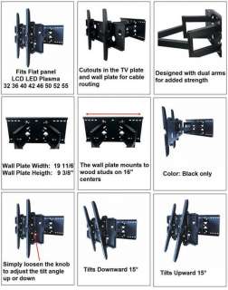 TV Wall Mount 32   55 Swivel 60 degrees 20 Extension  