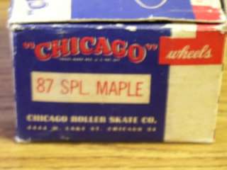 SET OF 8 CHICAGO ROLLER SKATE WOODEN WHEELS IN ORIG BOX 87 SPL. MAPLE 