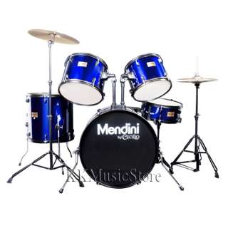 NEW BLUE 5 PIECE COMPLETE DRUM SET+CYMBAL+THRONE+STOOL  