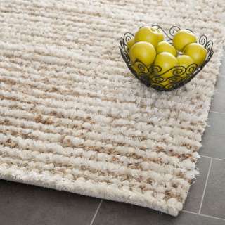 Hand woven Metro White/Beige Shag Carpet Area Rug  