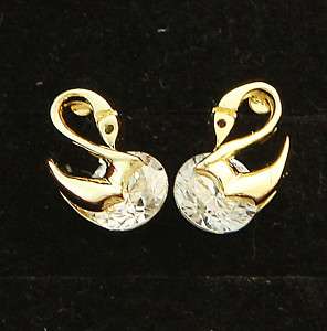 Mini Swan Gold Plated Earrings For Kids & Adults  