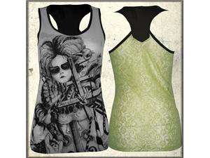   Puppet Gothic Abstract Pop Art Womens Racerback Tank Top in Gray