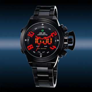   Analog Digital Quartz Dual Time Day Date Waterproof Mens Black Watch