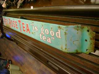 Antique Red Rose Tea Metal Door Push Bar Sign  to USA and 