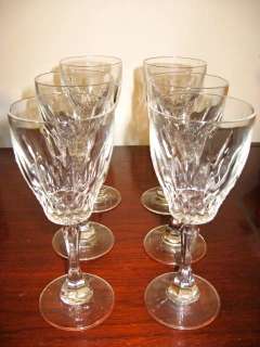 Lot of 6 Vintage Diamond Cut Footed Water/Wine Glasses  