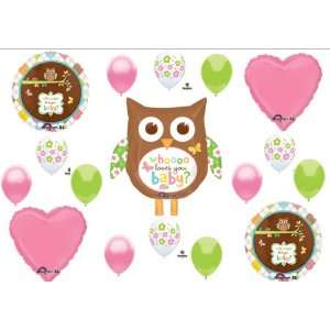  Whoo Loves You Baby Shower Girl Balloons Decorations 