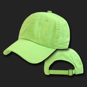 LIME GREEN BASEBALL CAP HAT CAPS PLAIN ADJUSTABLE POLO  