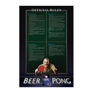 Beer Pong Official Rules POSTER College League DRUNK  