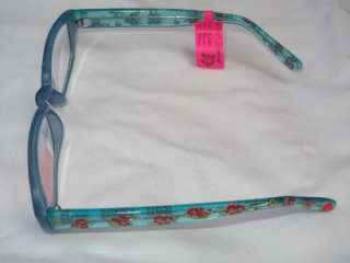NWT BETSEY JOHNSON BLUE FLORAL READING GLASSES +2.0  