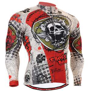mens cycling jersey top gear tights road bike long sleeve skull shirts 
