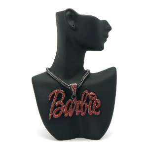 Iced Out Large Black with Red Barbie Nicki Minaj Pendant with 20 Inch 