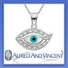Evil Eye Pearl Pendant Turkish Nazar Greek Hamsa Charm Sterling Silver 