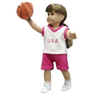  Basketball Uniform with Basketball for 18 Inch Dolls Toys 