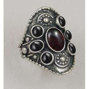   Ring Featuring Genuine Bloodstone and Black Onyx Gemstones Jewelry