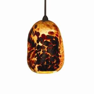   Monopoint Pendant, Chrome with Brown Hand Blown Cased Art Glass Shade