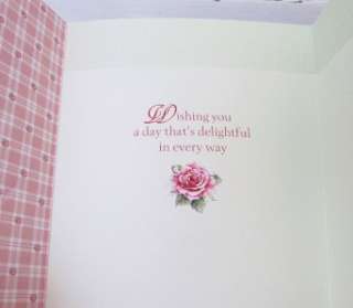 Carol Wilson Birthday Card Pink Rose Gingham Ruffles CG1246 