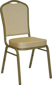   Beige Fabric Steel Frame Banquet Catering Stack Chairs with Gold Frame