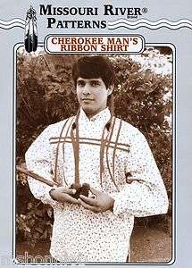 Missouri River Cherokee Indian Mans Ribbon Shirt Sewing Pattern S XL 