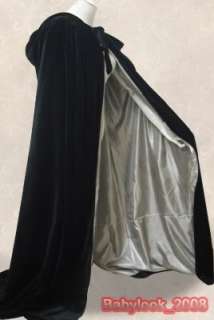 Black/Gray Velvet Cloak Cape Hooded Cloak Wedding Larp  