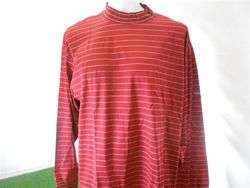   & Greene Mens Long Sleeve Stripe Golf Shirt Ruby Red Mens Size 2XL