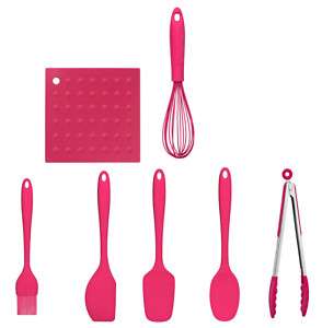 PCs Hot Pink Silicon Kitchen Cooking Utensil Tool Set  