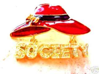   society handpainted red purple enamel pin or brooch costume jewelry