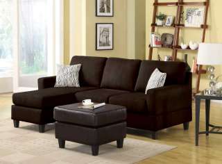 Vogue Espresso Chaise Sectional and Storage Ottoman  