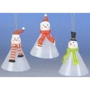   of 12 Christmas Shimmer Lights LED Snowman Ornaments