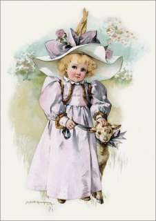 Maud Humphrey Girl w Easter Lamb and Bonnet 8 x 10 REPRO PRINT  