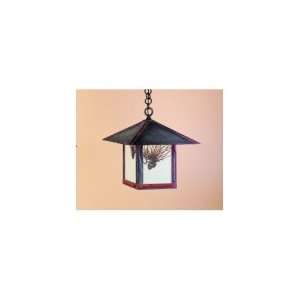  Evergreen 1 Light Outdoor Hanging Lantern in Raw Copper with Tan glass
