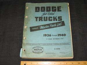 1936 40 DODGE C Series Truck Illustrated Parts Book  