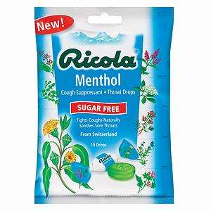 Ricola Cough Suppressant Throat Drops, Sugar Free, Menthol 19 ea 