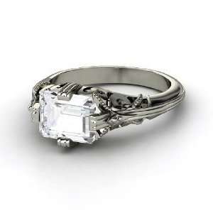   Acadia Ring, Emerald Cut White Sapphire 14K White Gold Ring Jewelry