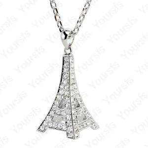   Gold Plated Use Swarovski Crystal Eiffel Tower Pendant Necklace  