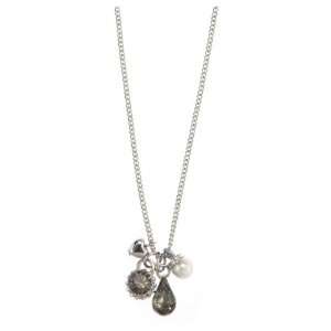  Teardrop Necklace, black diamond/white brass plat Martine 